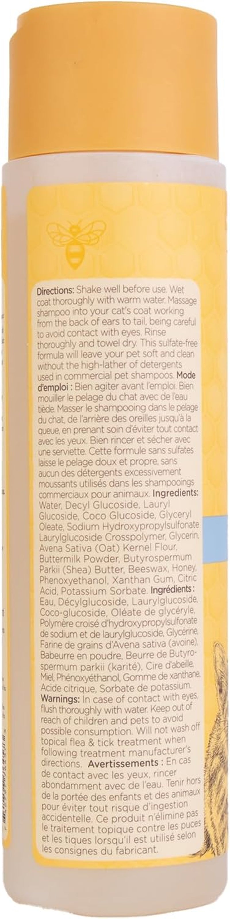 Tearless Kitten Shampoo with Buttermilk and Honey, Gentle Cat Shampoo for Itchy Skin and Sensitive Coats, Easy Rinse Low Lather Formula, 99.3% Natural Origin, 10 Fl Oz