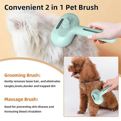 Furry Basics Pet Grooming Brush, Furry Basics Pet Brush, Furrybasics Pet Grooming Comb, Pet Hair Removal Comb with Water Tank and Release Button (Green+Pink)
