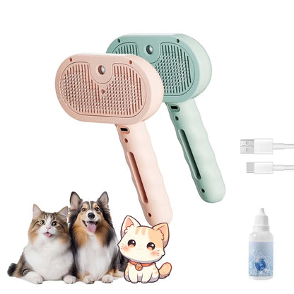 Furry Basics Pet Grooming Brush, Furry Basics Pet Brush, Furrybasics Pet Grooming Comb, Pet Hair Removal Comb with Water Tank and Release Button (Green+Pink)