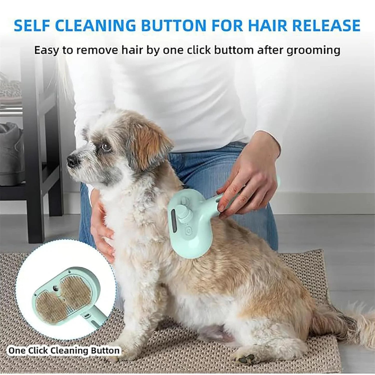Furry Basics Pet Grooming Brush, Furry Basics Pet Brush, Furrybasics Pet Grooming Comb, Pet Hair Removal Comb with Water Tank and Release Button (Green+Pink)