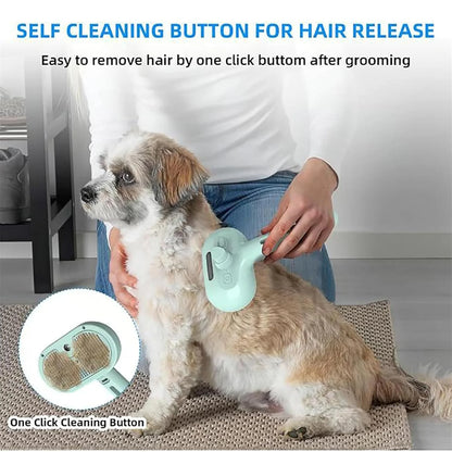 Furry Basics Pet Grooming Brush, Furry Basics Pet Brush, Furrybasics Pet Grooming Comb, Pet Hair Removal Comb with Water Tank and Release Button (Green+Pink)