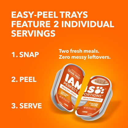 Perfect Portions Sensitive Digestion & Skin Wet Cat Food Pate, Healthy Adult Grain Free Pate, Chicken Recipe, 2.6 Oz. (24 Twin Packs)