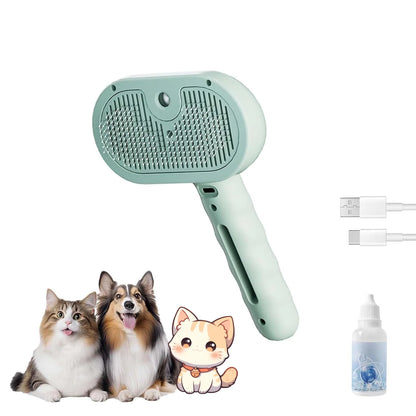 Furry Basics Pet Grooming Brush, Furry Basics Pet Brush, Furrybasics Pet Grooming Comb, Pet Hair Removal Comb with Water Tank and Release Button (Green+Pink)