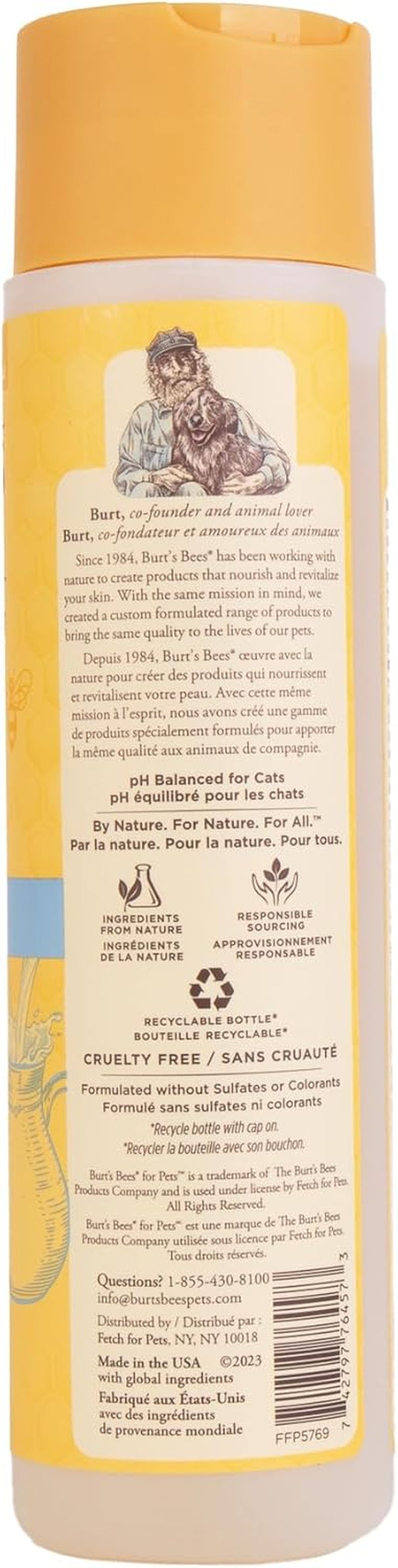 Tearless Kitten Shampoo with Buttermilk and Honey, Gentle Cat Shampoo for Itchy Skin and Sensitive Coats, Easy Rinse Low Lather Formula, 99.3% Natural Origin, 10 Fl Oz