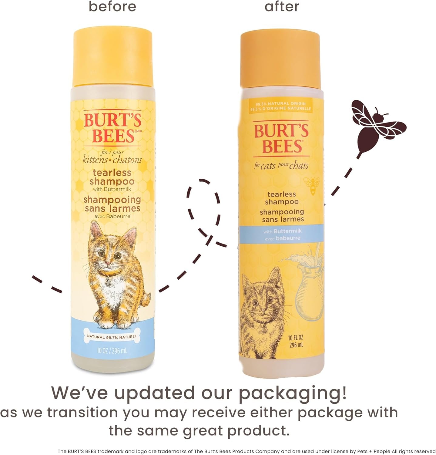 Tearless Kitten Shampoo with Buttermilk and Honey, Gentle Cat Shampoo for Itchy Skin and Sensitive Coats, Easy Rinse Low Lather Formula, 99.3% Natural Origin, 10 Fl Oz