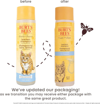 Tearless Kitten Shampoo with Buttermilk and Honey, Gentle Cat Shampoo for Itchy Skin and Sensitive Coats, Easy Rinse Low Lather Formula, 99.3% Natural Origin, 10 Fl Oz