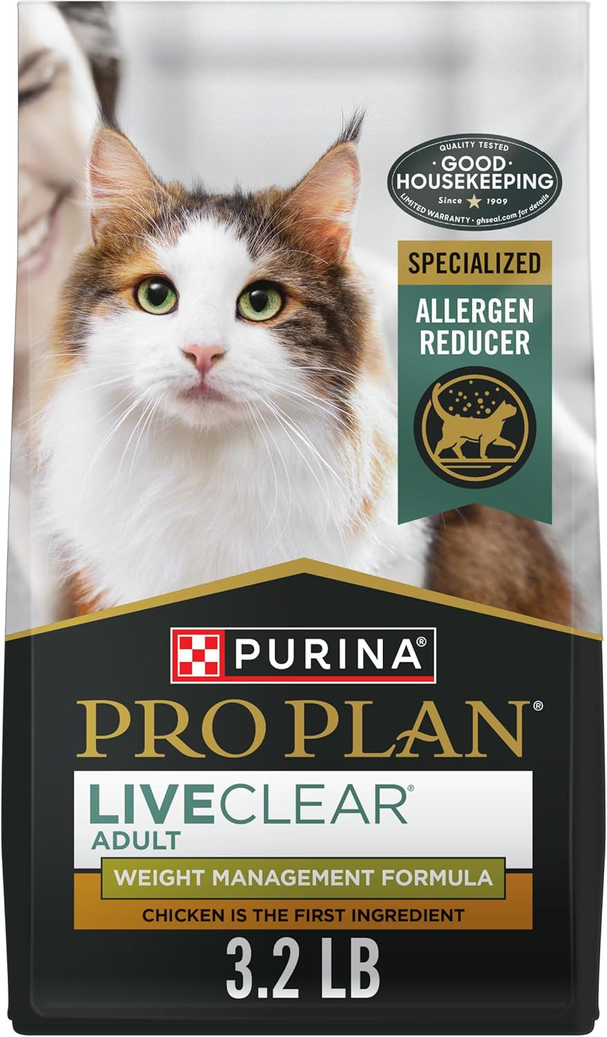Liveclear Cat Food Weight Management and Cat Allergen Reducer Chicken and Rice Formula - 3.2 Lb. Bag